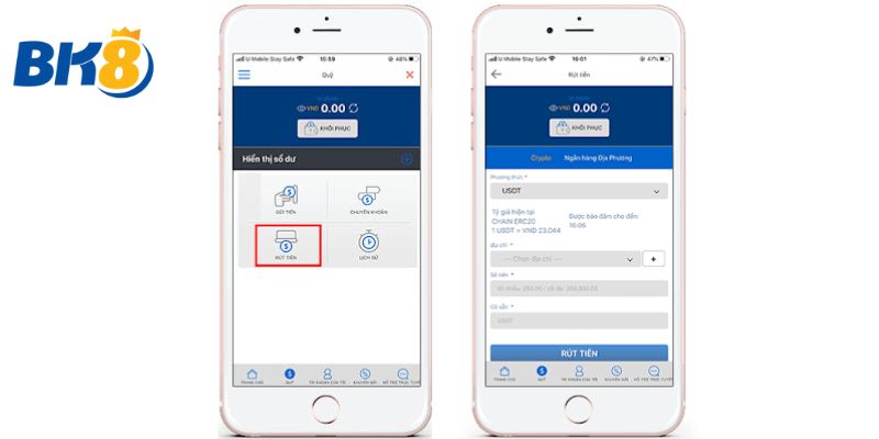 Rút tiền tại BK88 bằng phương thức Crypto nếu bạn đã có ví Crypto